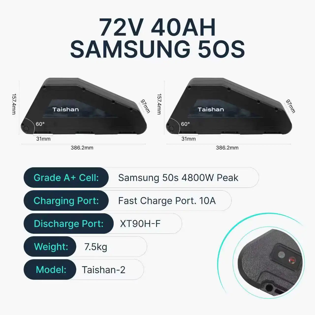 72v 40ah Big Capacity Long Range Triangle Hard case Lithium Battery Ebike Battery